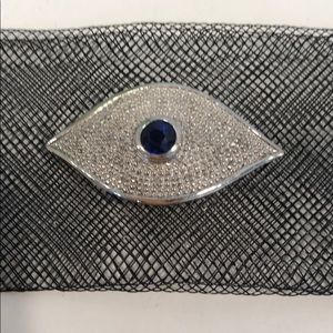 Diamond Evil Eye Bracelet Silver & Mesh wide Genuine jewelery New Fabulous chic